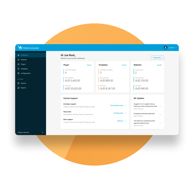 Effortless website management via the partner portal banner