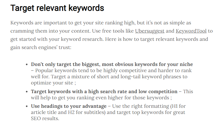 Target-relevant-keywords